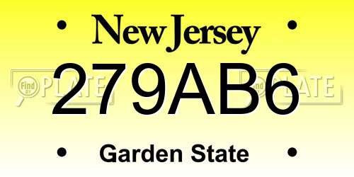 279AB6 New Jersey License Plate