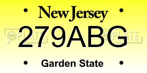 279ABG New Jersey License Plate