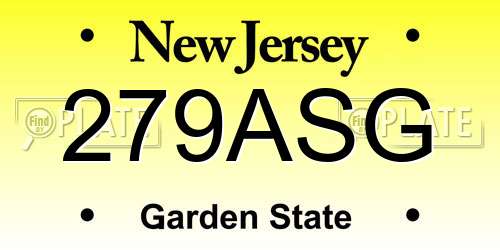 279ASG New Jersey License Plate