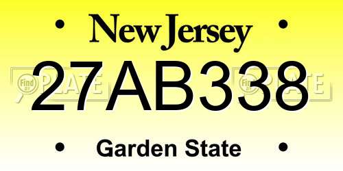 27AB338 New Jersey License Plate