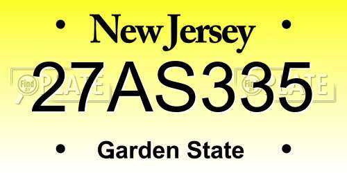 27AS335 New Jersey License Plate