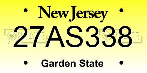 27AS338 New Jersey License Plate