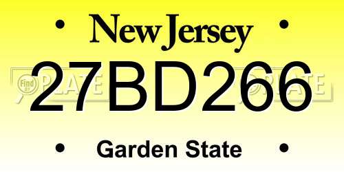 27BD266 New Jersey License Plate
