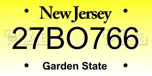 27BO766 New Jersey License Plate
