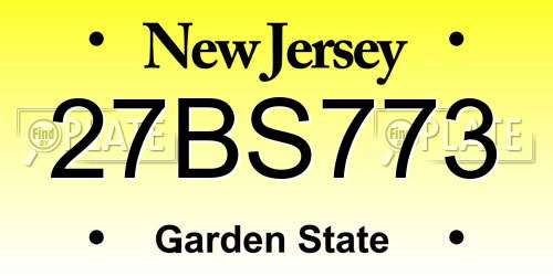 27BS773 New Jersey License Plate