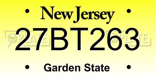 27BT263 New Jersey License Plate