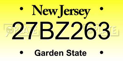 27BZ263 New Jersey License Plate
