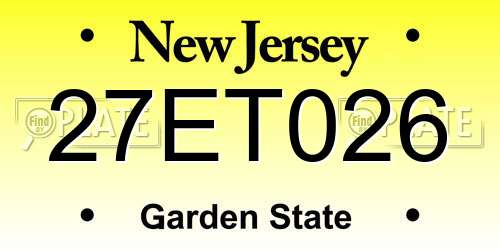 27ET026 New Jersey License Plate
