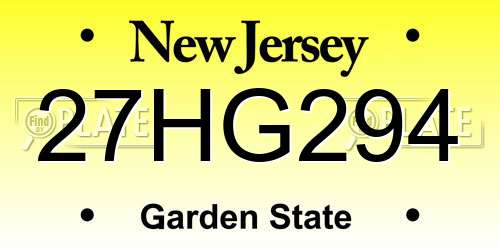 27HG294 New Jersey License Plate