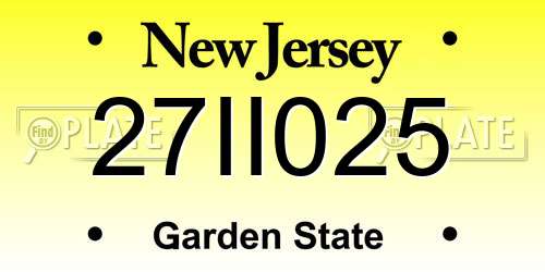 27II025 New Jersey License Plate