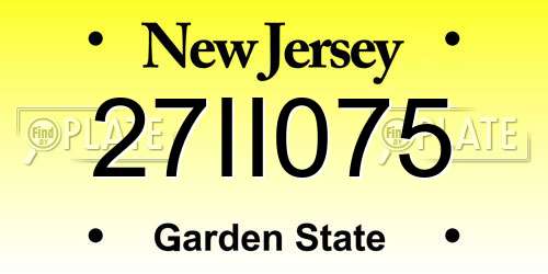 27II075 New Jersey License Plate