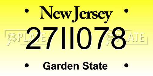 27II078 New Jersey License Plate