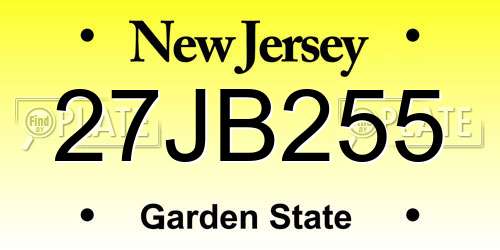 27JB255 New Jersey License Plate