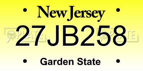 27JB258 New Jersey License Plate