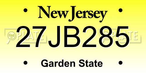 27JB285 New Jersey License Plate