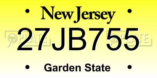 27JB755 New Jersey License Plate