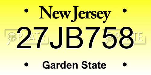 27JB758 New Jersey License Plate