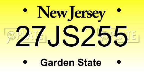 27JS255 New Jersey License Plate