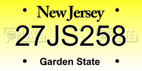 27JS258 New Jersey License Plate