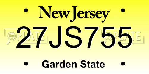27JS755 New Jersey License Plate