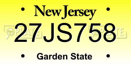 27JS758 New Jersey License Plate