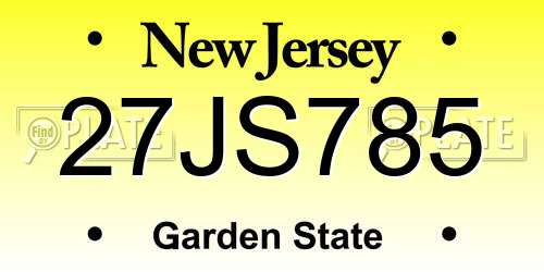 27JS785 New Jersey License Plate