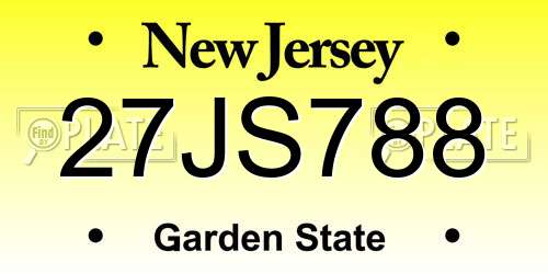 27JS788 New Jersey License Plate