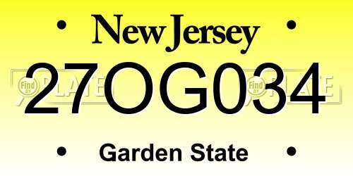 27OG034 New Jersey License Plate