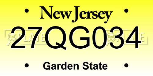 27QG034 New Jersey License Plate