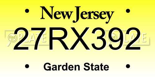27RX392 New Jersey License Plate
