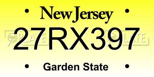 27RX397 New Jersey License Plate