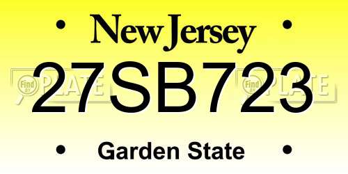 27SB723 New Jersey License Plate