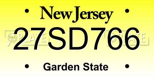 27SD766 New Jersey License Plate