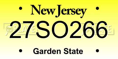 27SO266 New Jersey License Plate