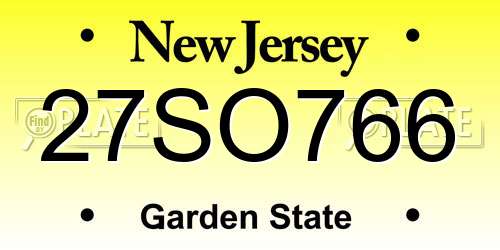 27SO766 New Jersey License Plate
