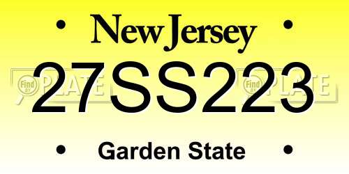 27SS223 New Jersey License Plate