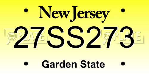 27SS273 New Jersey License Plate