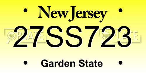 27SS723 New Jersey License Plate