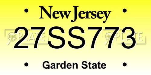 27SS773 New Jersey License Plate