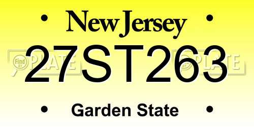 27ST263 New Jersey License Plate