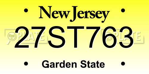 27ST763 New Jersey License Plate