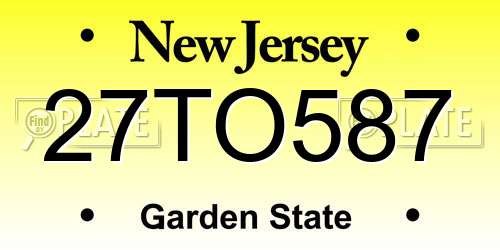 27TO587 New Jersey License Plate