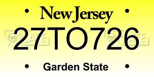 27TO726 New Jersey License Plate