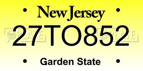 27TO852 New Jersey License Plate