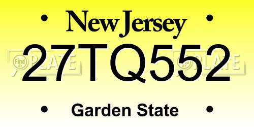 27TQ552 New Jersey License Plate