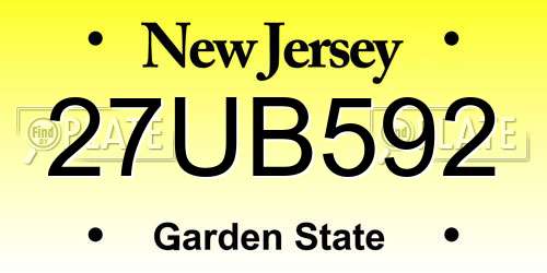 27UB592 New Jersey License Plate