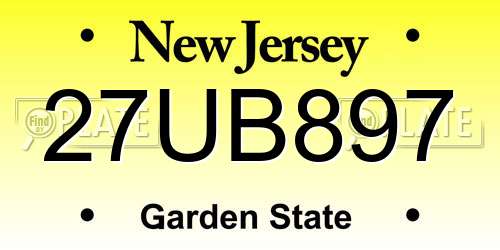 27UB897 New Jersey License Plate