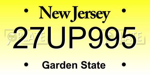 27UP995 New Jersey License Plate