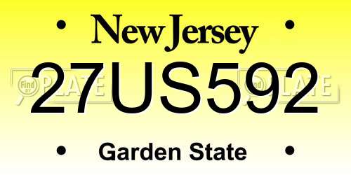 27US592 New Jersey License Plate