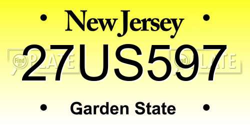 27US597 New Jersey License Plate